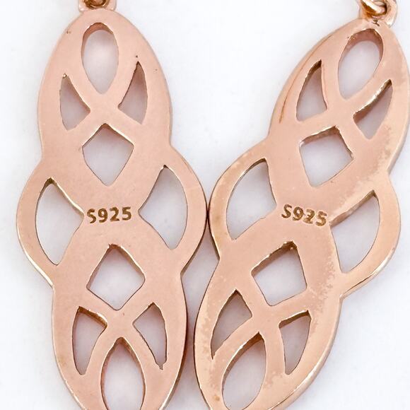 Vintage Sterling Silver 925 Rose Gold Tone Celtic Knot Dangle Earrings - Picture 4 of 7
